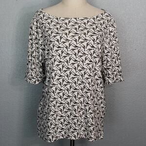 Karen Scott Knit Giraffes Blouse With Cuffed Short Sleeves Size XL